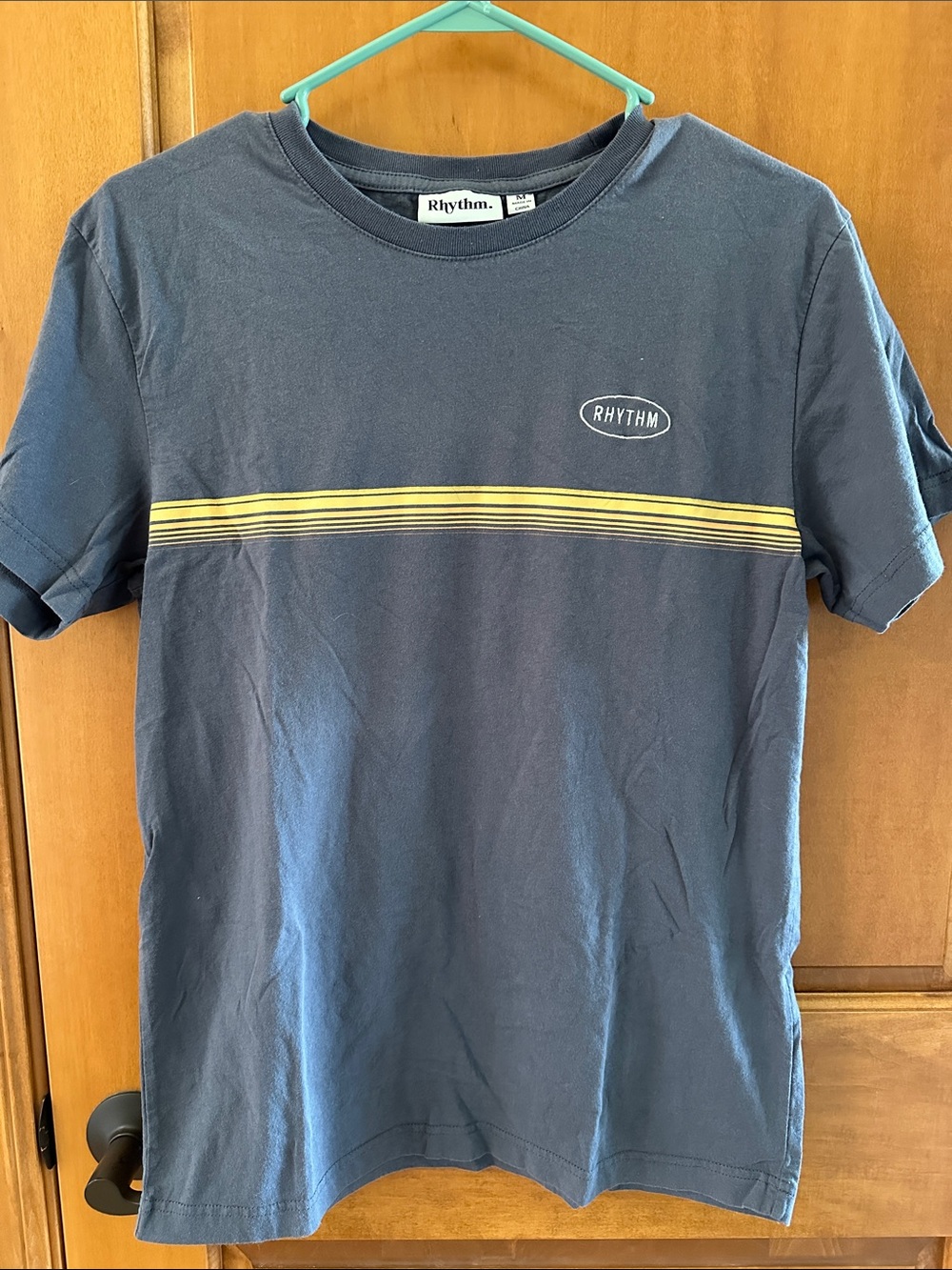 Rhythm Men's 60's Stripe Tee - Vintage Gray Graphic T-Shirt - Size M